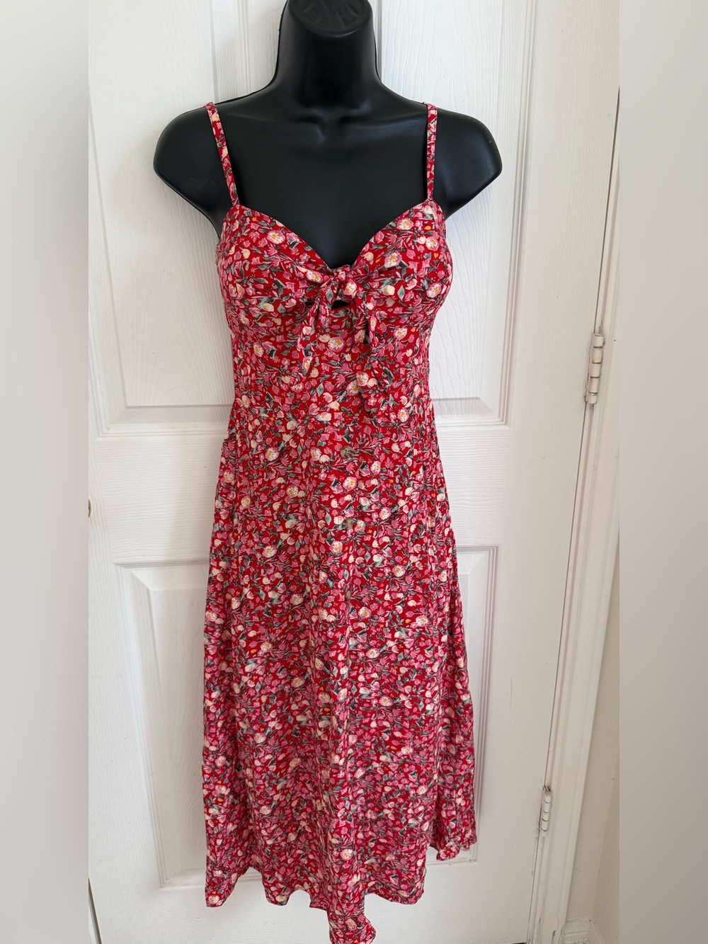 Red Floral Tie-Front Sundress